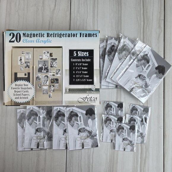 15 Magnetic Refrigerator Picture Frames, 4 x 6, 3.5 x 5, 2.25 x 3.25 in. - Picture 1 of 16